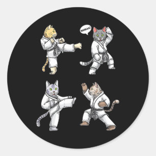 Karate Cats Martial Art Training Black Belt Taekwo Classic Round Sticker
