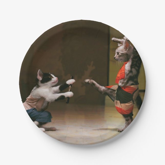 Karate cats paper plate (Front)