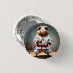 **"Karate Champion: The Fearless Guinea Pig"** 3 Cm Round Badge