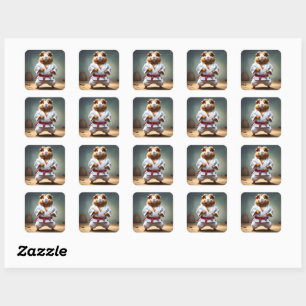 **"Karate Champion: The Fearless Guinea Pig"** Square Sticker