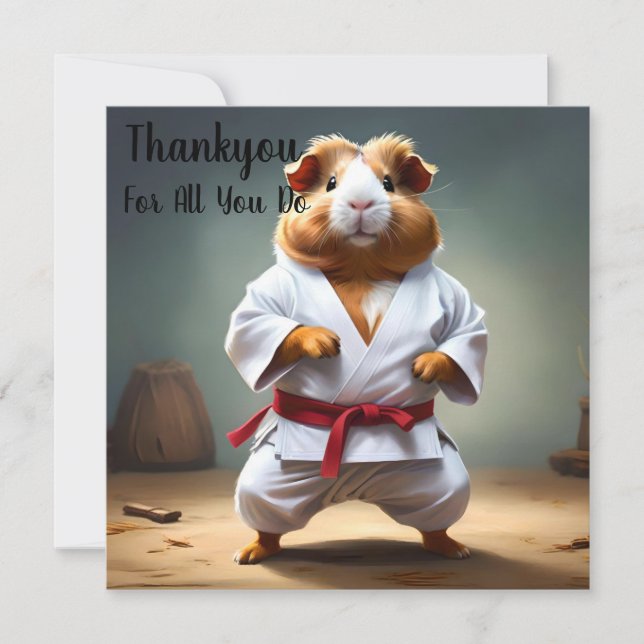 **"Karate Champion: The Fearless Guinea Pig"** Thank You Card (Front)