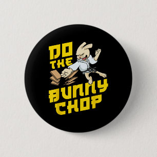 Karate Chop Action Bunny Pun Martial Arts Kids Boy 6 Cm Round Badge