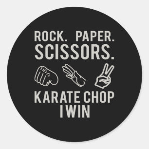 Karate Chop Win Rock Paper Scissors Shirt  Classic Round Sticker