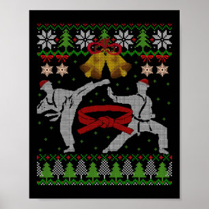 Karate Christmas Ugly Sweater Red Belt Martial Art Poster