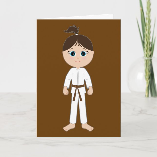 Karate Congratulations Brown Belt Girl Card (Front)