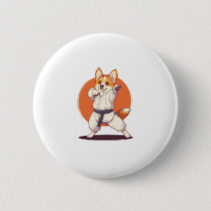 Karate Corgi � Martial Arts Dog 6 Cm Round Badge