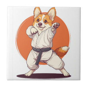 Karate Corgi � Martial Arts Dog Ceramic Tile