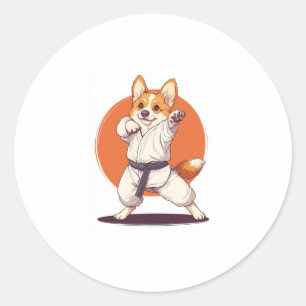 Karate Corgi � Martial Arts Dog Classic Round Sticker