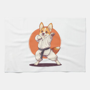 Karate Corgi � Martial Arts Dog Tea Towel