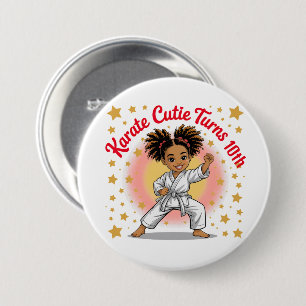 Karate Cutie Birthday Girl Celebration Martial Art 7.5 Cm Round Badge