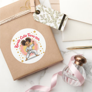 Karate Cutie Birthday Girl Celebration Martial Art Classic Round Sticker