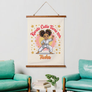 Karate Cutie Birthday Girl Celebration Martial Art Hanging Tapestry