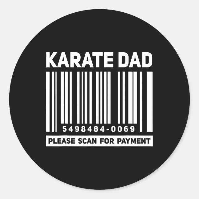 Karate Dad Scan For Payment Funny Rcode Father  Classic Round Sticker (Front)