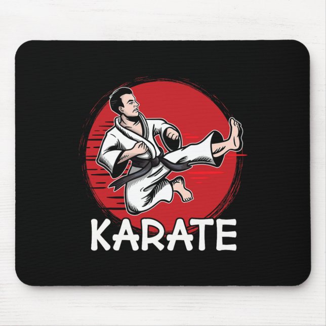 Karate Design Man Doing Jump Kick For Karateka  Mouse Pad (Front)