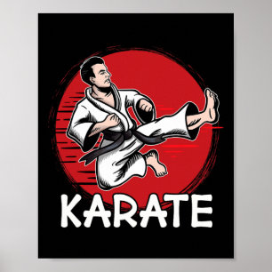 Karate Design Man Doing Jump Kick For Karateka Poster