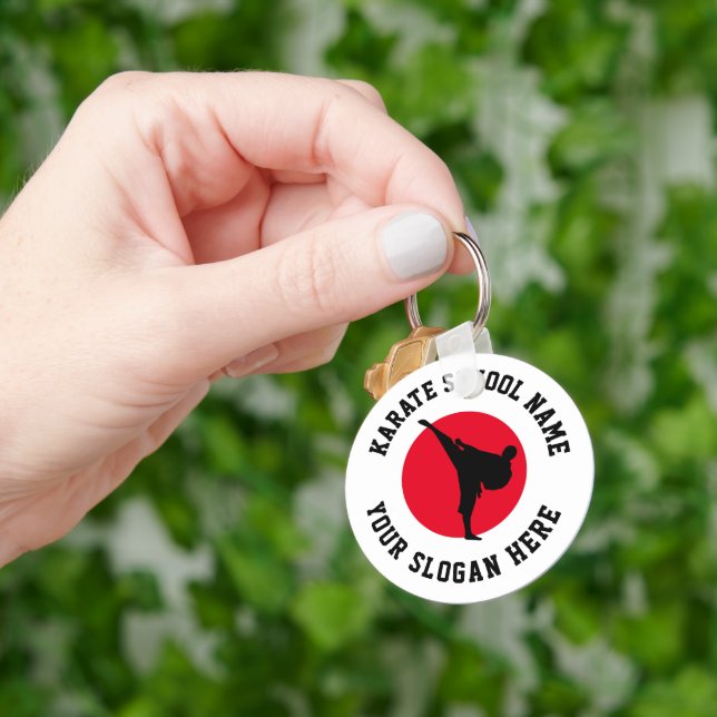 Karate dojo custom school name keychains (Hand)