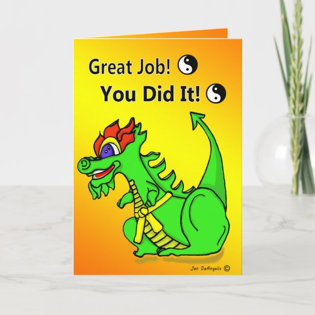 Karate Dragon Yellow Belt Promotion Greeting Card (Front)