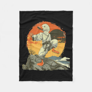 Karate Duck Kickboxing Jiu-Jitsu Sunset MMA Fleece Blanket