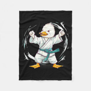 Karate Duck Martial Arts Taekwondo Duck Jiu-Jitsu Fleece Blanket