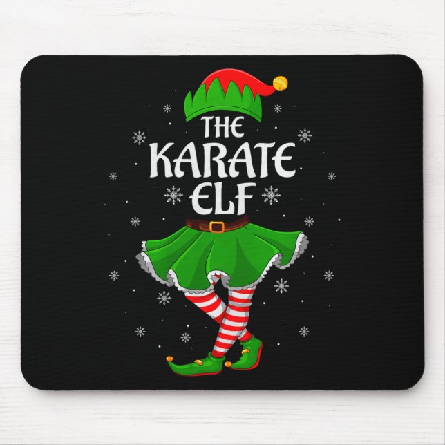 Karate Elf Christmas Family Girls Women Elf Squad  Mouse Pad (Front)