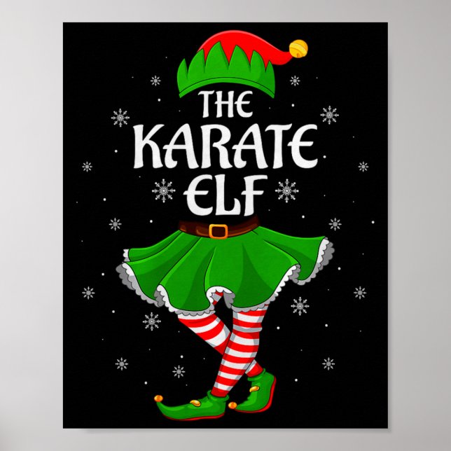 Karate Elf Christmas Family Girls Women Elf Squad  Poster (Front)