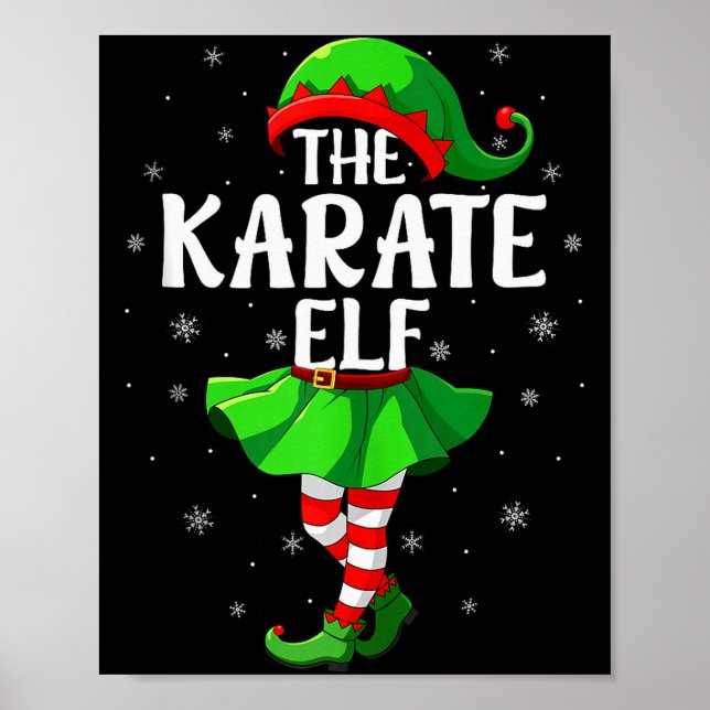 Karate Elf Christmas Girls Women Elf Squad Xmas Fa Poster (Front)