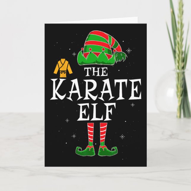 Karate Elf Group Matching Family Christmas Kids Me Card (Front)