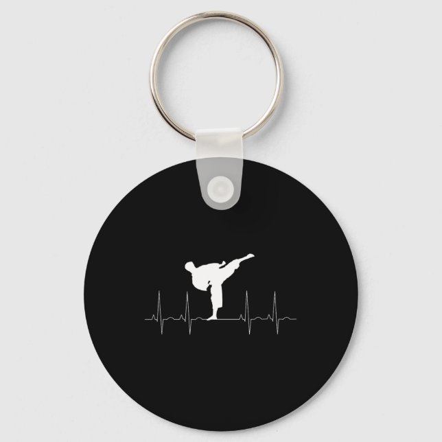 Karate Fighter Heart Rate Trace Hob  Key Ring (Front)