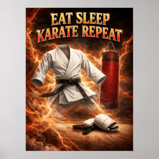 Karate Fire Discipline Aura Poster