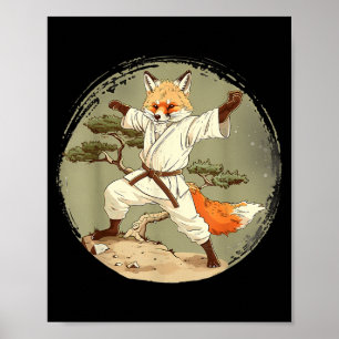 Karate Fox Animal MMA Taekwondo Martial Arts Poster