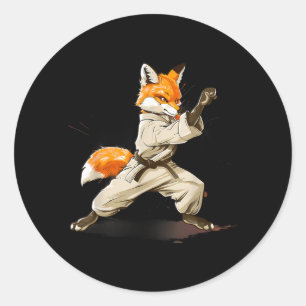 Karate Fox Motif Taekwondo Jiu-Jitsu MMA Classic Round Sticker