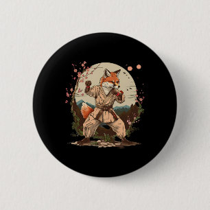 Karate Fox Motif Taekwondo Jiu-jitsu Mma Kickboxin 6 Cm Round Badge