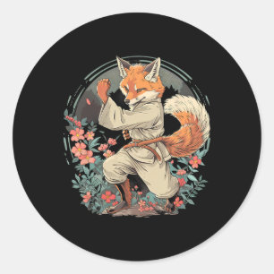 Karate Fox Motif Taekwondo Jiu-jitsu Mma Kickboxin Classic Round Sticker