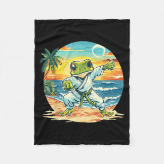 Karate Frog Beach Sunset Martial Arts Taekwondo Fleece Blanket