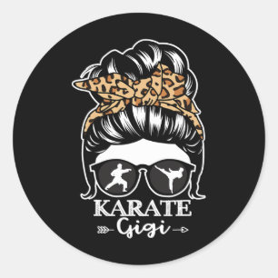 Karate Gigi Messy Bun Hair Funny Karate Fighter Gi Classic Round Sticker