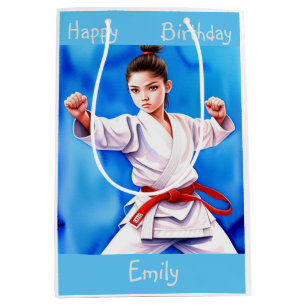 Karate Girl Birthday Medium Gift Bag
