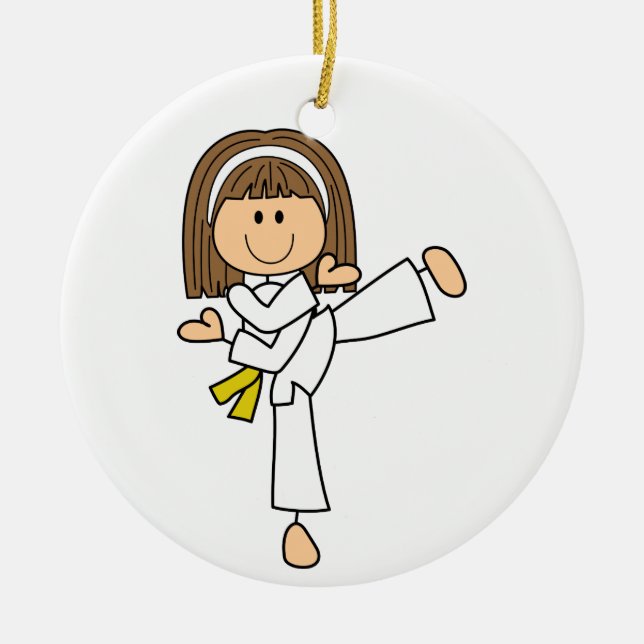 Karate Girl Ceramic Ornament (Front)