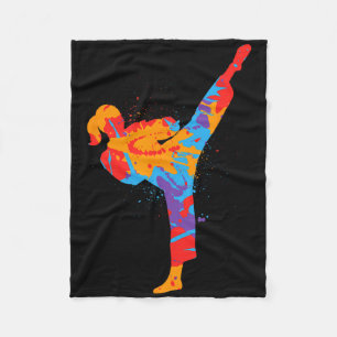 Karate Girl Colorful Martial Arts Kids Women Girls Fleece Blanket