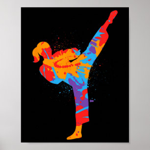 Karate Girl Colourful Martial Arts Kids Women Girl Poster
