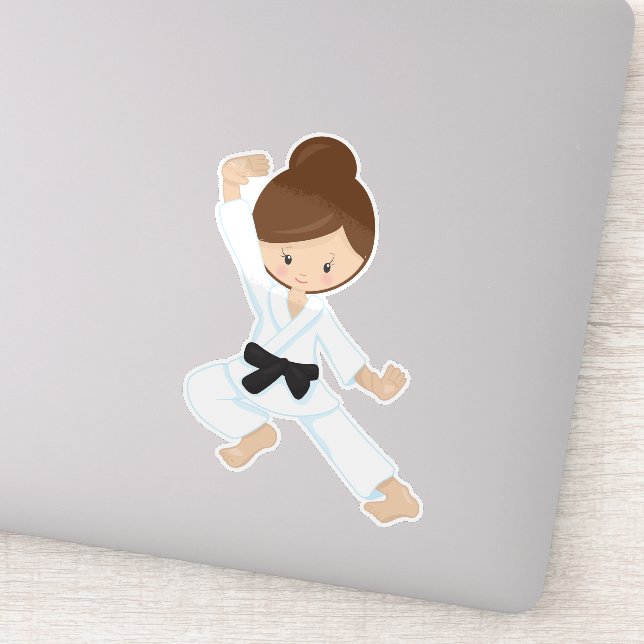 Karate Girl, Cute Girl, Black Belt, Brown Hair (Detail)