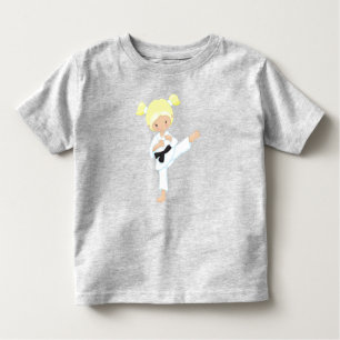 Karate Girl, Cute Girl, Blonde Hair, Black Belt Toddler T-Shirt