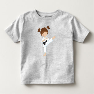 Karate Girl, Cute Girl, Brown Hair, Black Belt Toddler T-Shirt