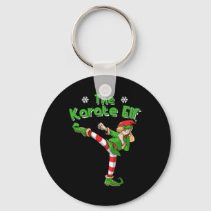 Karate Girl Elf Martial Arts Christmas Key Ring