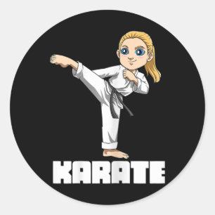 Karate Girl Fighter Classic Round Sticker