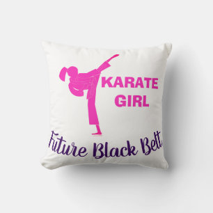 Karate Girl Future Black Belt Motivational Decor Cushion
