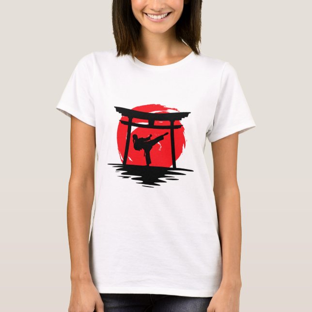 Karate Girl Japanese Gate  T-Shirt (Front)