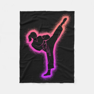 Karate Girl Martial Arts Kids Women Girls Taekwond Fleece Blanket