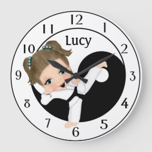 Karate Girl Personalised Wall Clock