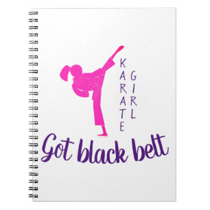 Karate Girl Pink Black Belt Modern Trendy Pretty Notebook