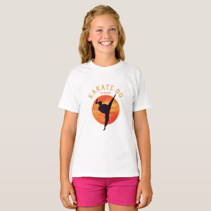 Karate Girl Silhouette & Rising Sun Martial Arts   T-Shirt